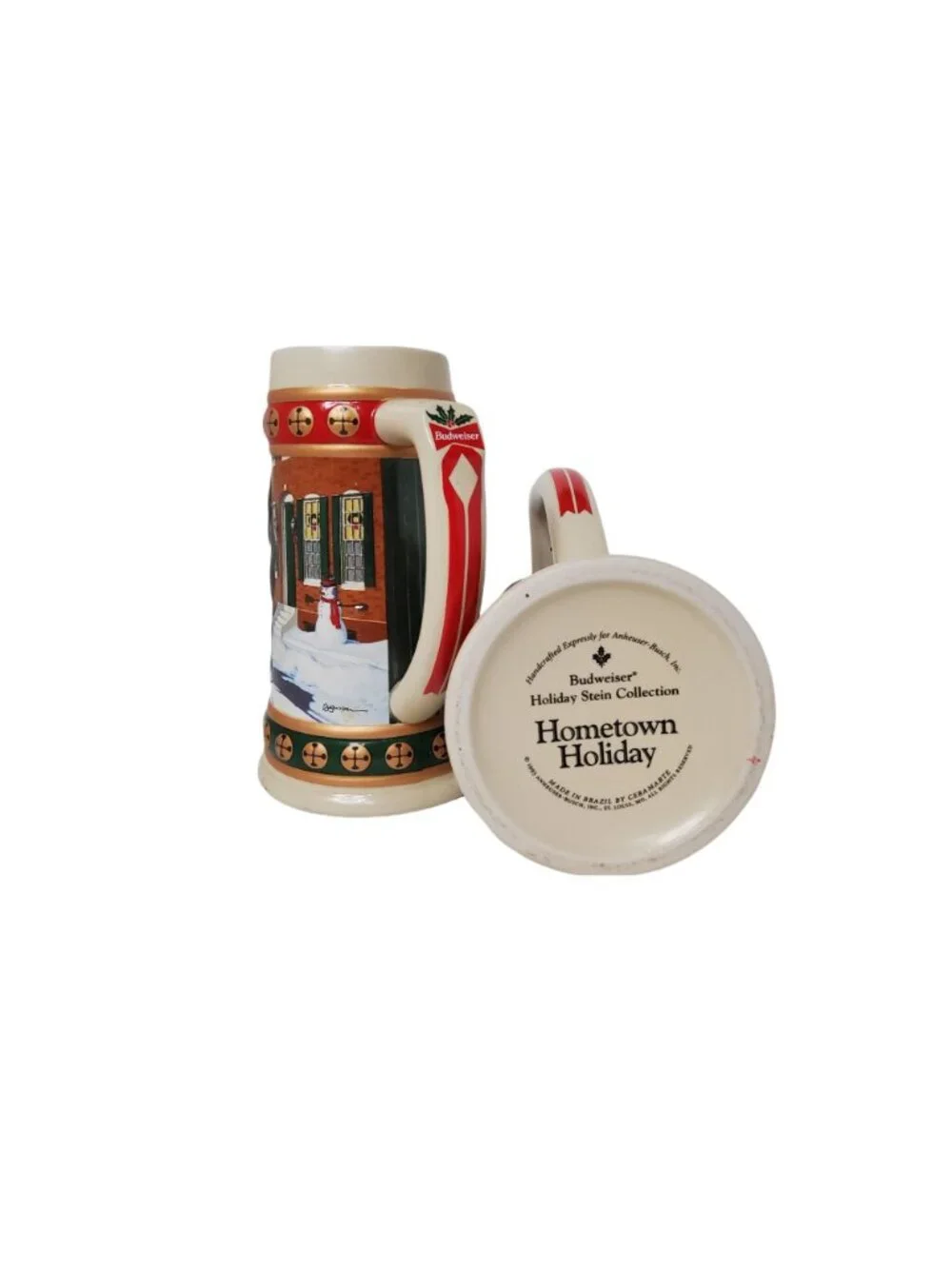 2-Vintage 1993 Budweiser Holiday Stein Collection "Hometown" Holiday Ceramic Bee - Picture 10 of 10